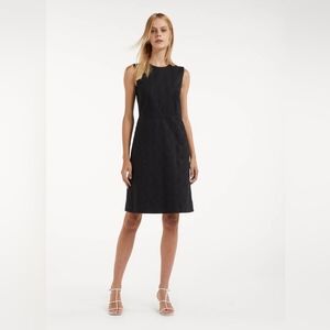 PIAZZA SEMPIONE Black Stretch Cotton Textured Sleeveless Sheath Dress 42 L